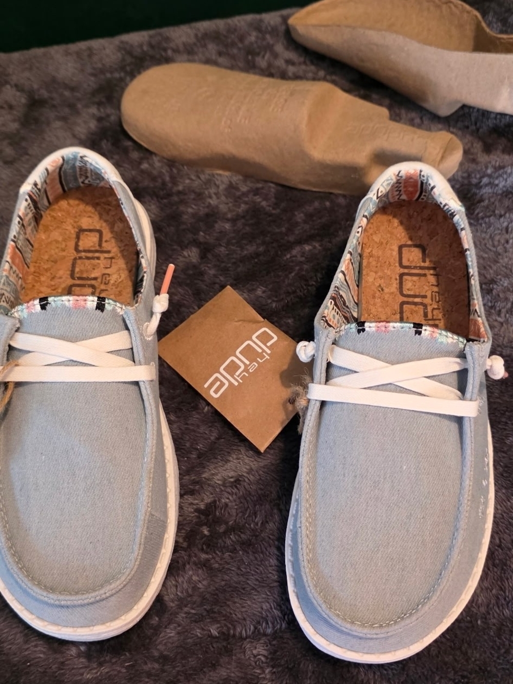 Hey Dude Light Blue Canvas Slip-On Sneakers